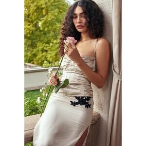 House of CB Chantal Champagne Satin Top Size L Plus Cup